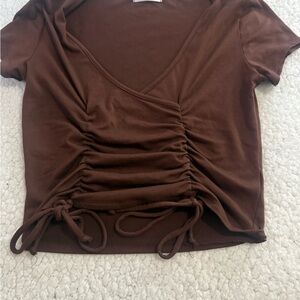 Brown Ruched Crop Top